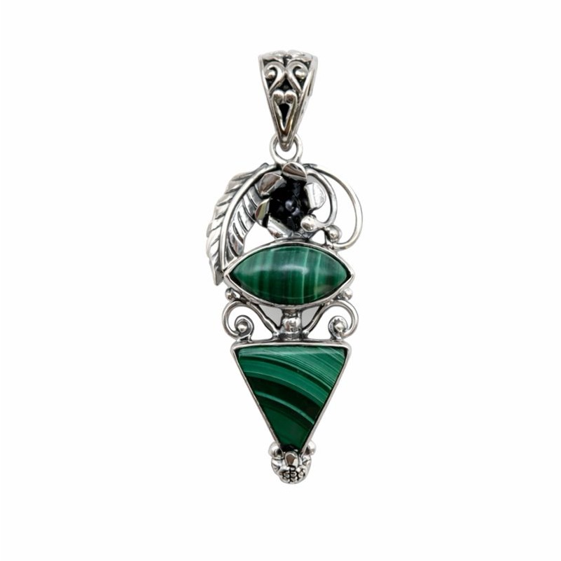 S925 Malachite Turtle Handmade Pendant